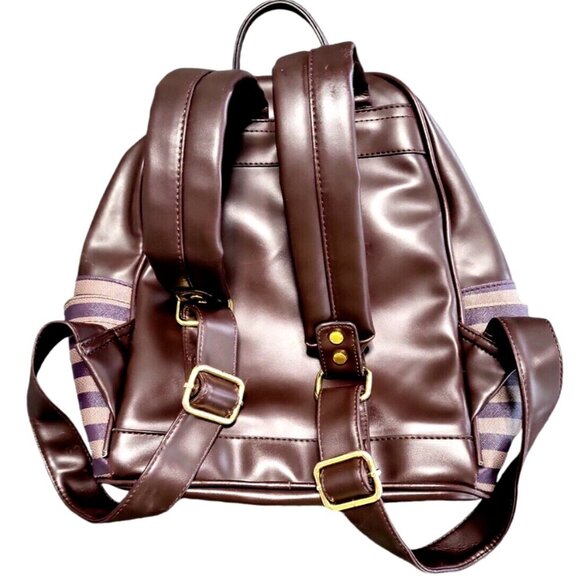 Adrienne Vittadini Women's Backpack Brown and Tan Stripped Faux Leather - Picture 5 of 11